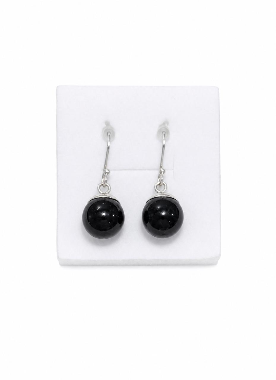 Aretes Jade Negro Esfera