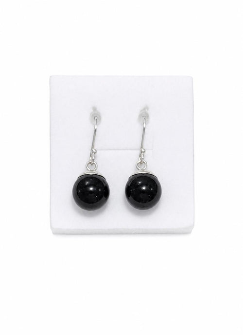 Aretes Jade Negro Esfera